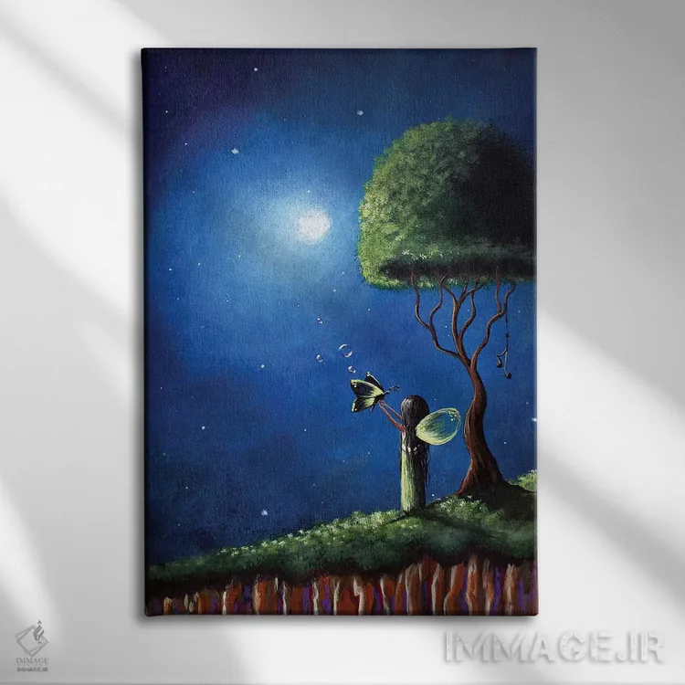 تابلو دکوراتیو آرزوهای پری اثر سالن هنری مون لایت - نمای روبهرو روی دیوار