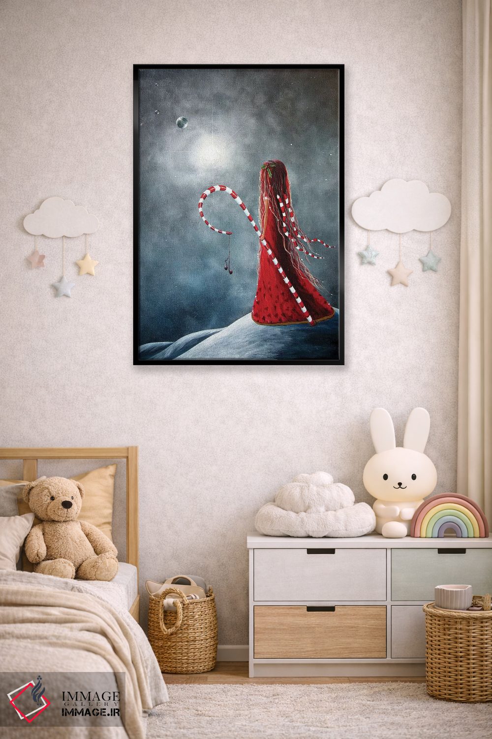 تابلو دکوراتیو پری آب نبات چوبی اثر سالن هنری مون لایت - D6B