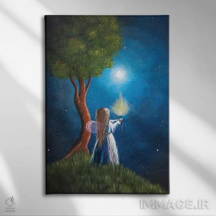 تابلو دکوراتیو نگهبان نور اثر سالن هنری مون لایت - نمای روبهرو روی دیوار