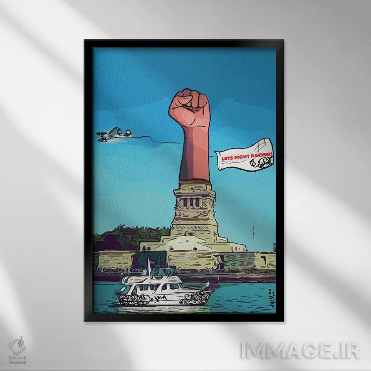 تابلو دکوراتیو "مجسمه آزادی" اثر آرم آف کاسو - نمای قابدار مشکی