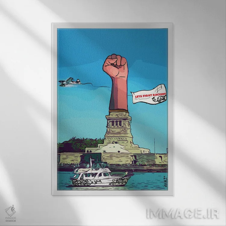 تابلو دکوراتیو "مجسمه آزادی" اثر آرم آف کاسو - نمای قابدار سفید