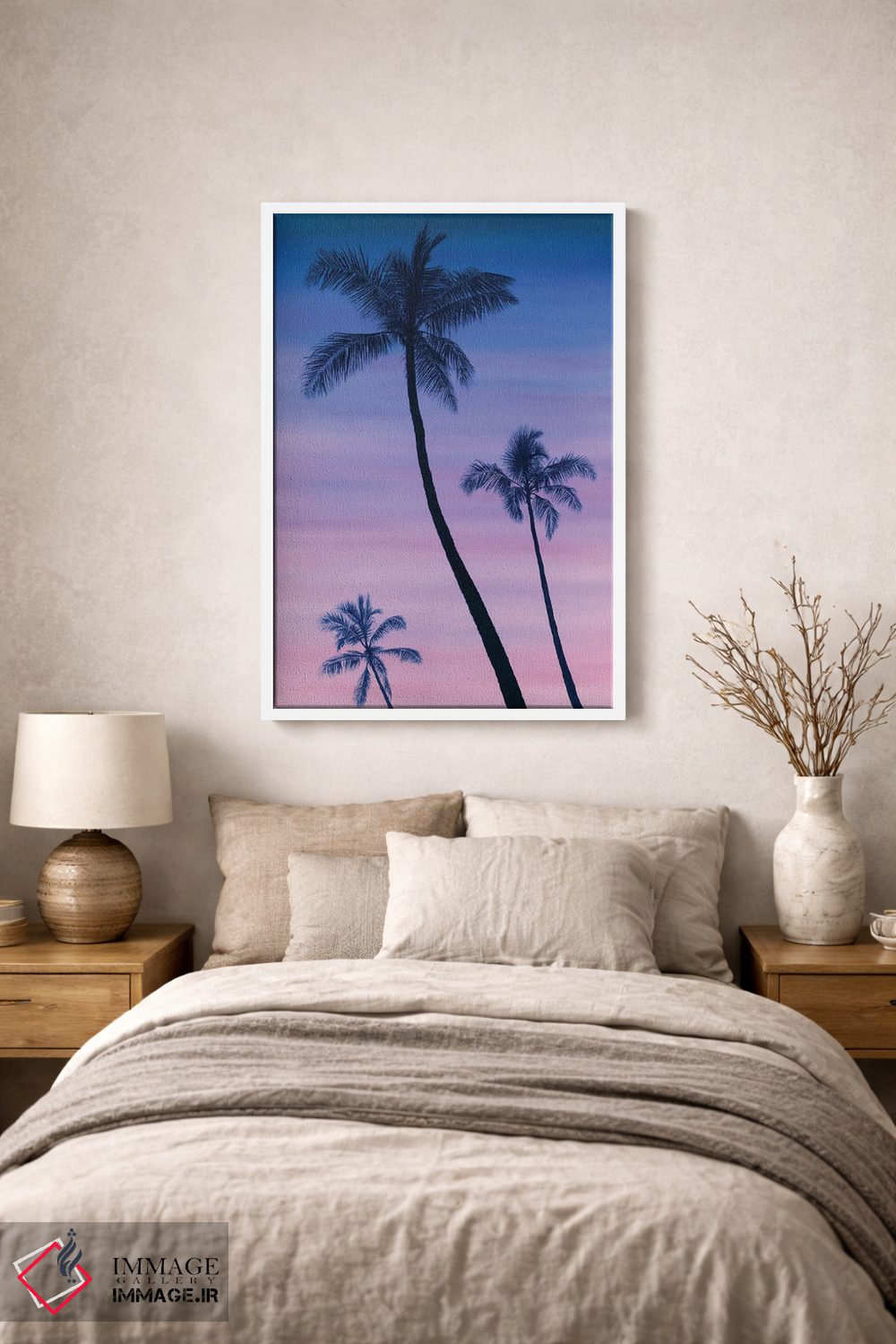 تابلو دکوراتیو "غروب کنار نخل ها" اثر مارلن ژانس - D1W