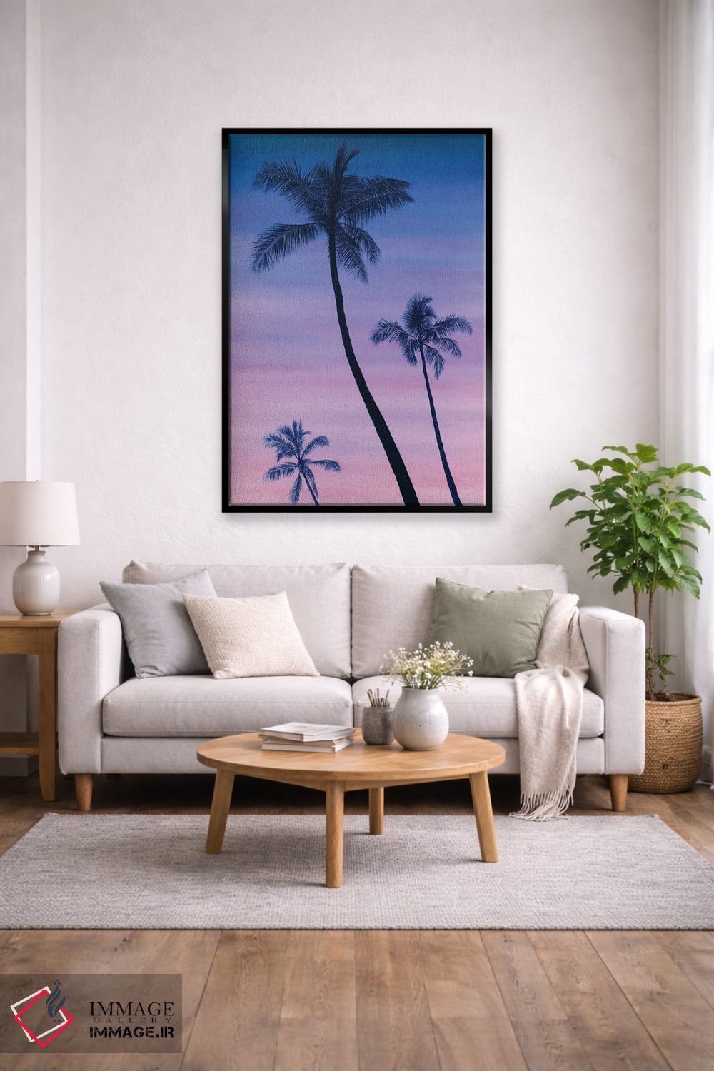 تابلو دکوراتیو "غروب کنار نخل ها" اثر مارلن ژانس - D2B