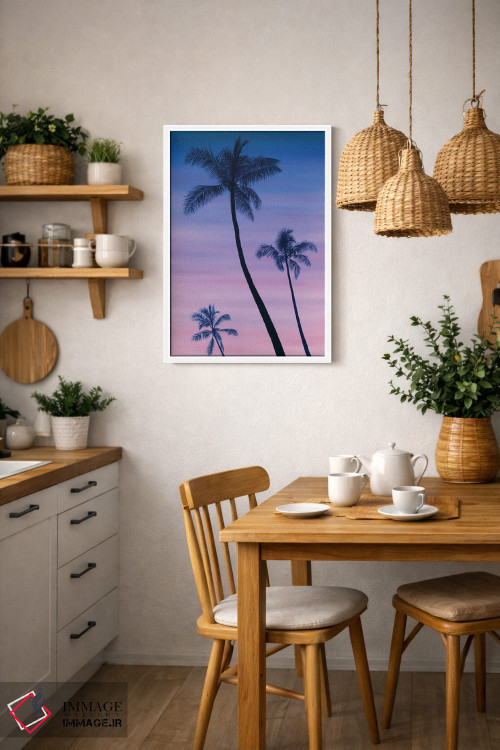تابلو دکوراتیو "غروب کنار نخل ها" اثر مارلن ژانس - D3W