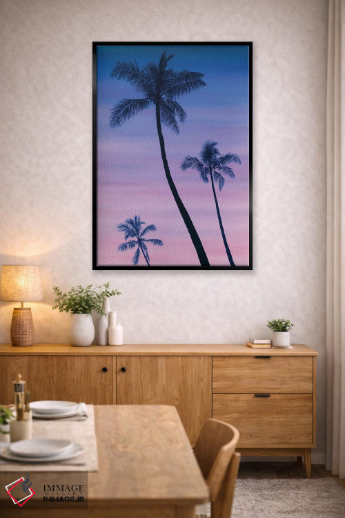 تابلو دکوراتیو "غروب کنار نخل ها" اثر مارلن ژانس - D6B
