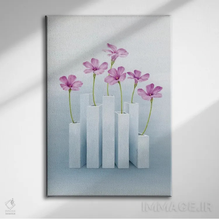 تابلو دکوراتیو "کاملا صورتی" اثر مارلن ژانس - نمای روبهرو روی دیوار