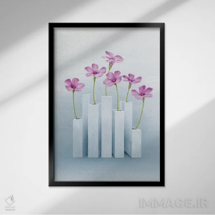 تابلو دکوراتیو "کاملا صورتی" اثر مارلن ژانس - نمای قابدار مشکی