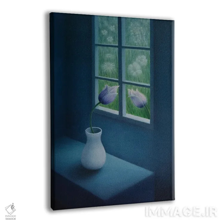تابلو دکوراتیو "گل ها کنار پنجره" اثر مارلن ژانس - نمای پرسپکتیو محصول