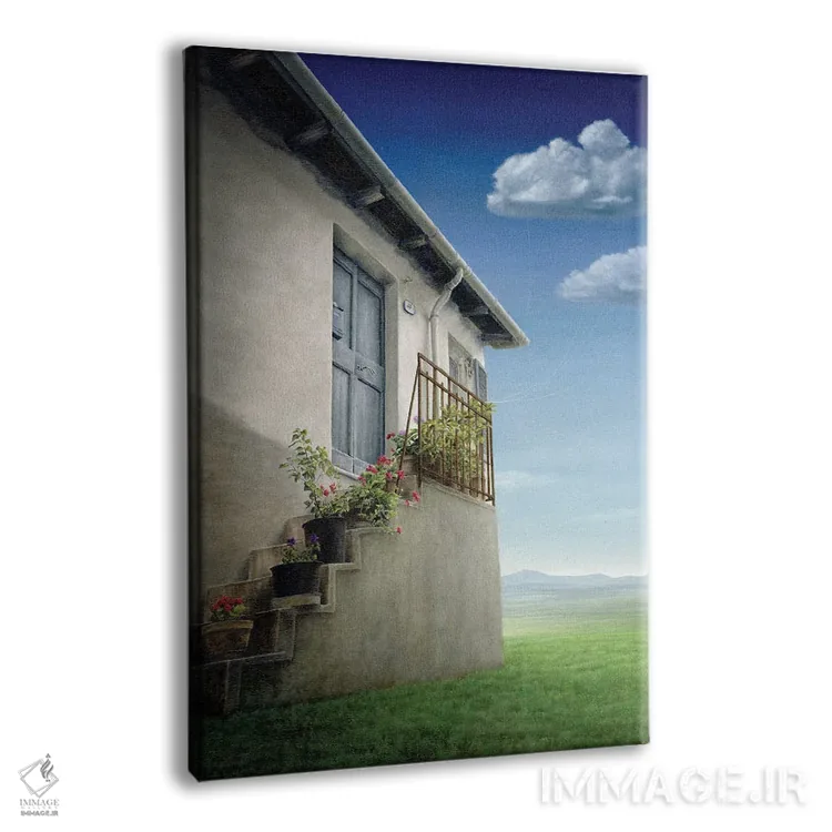 تابلو دکوراتیو "خانه روی تپه" اثر مارلن ژانس - نمای پرسپکتیو محصول