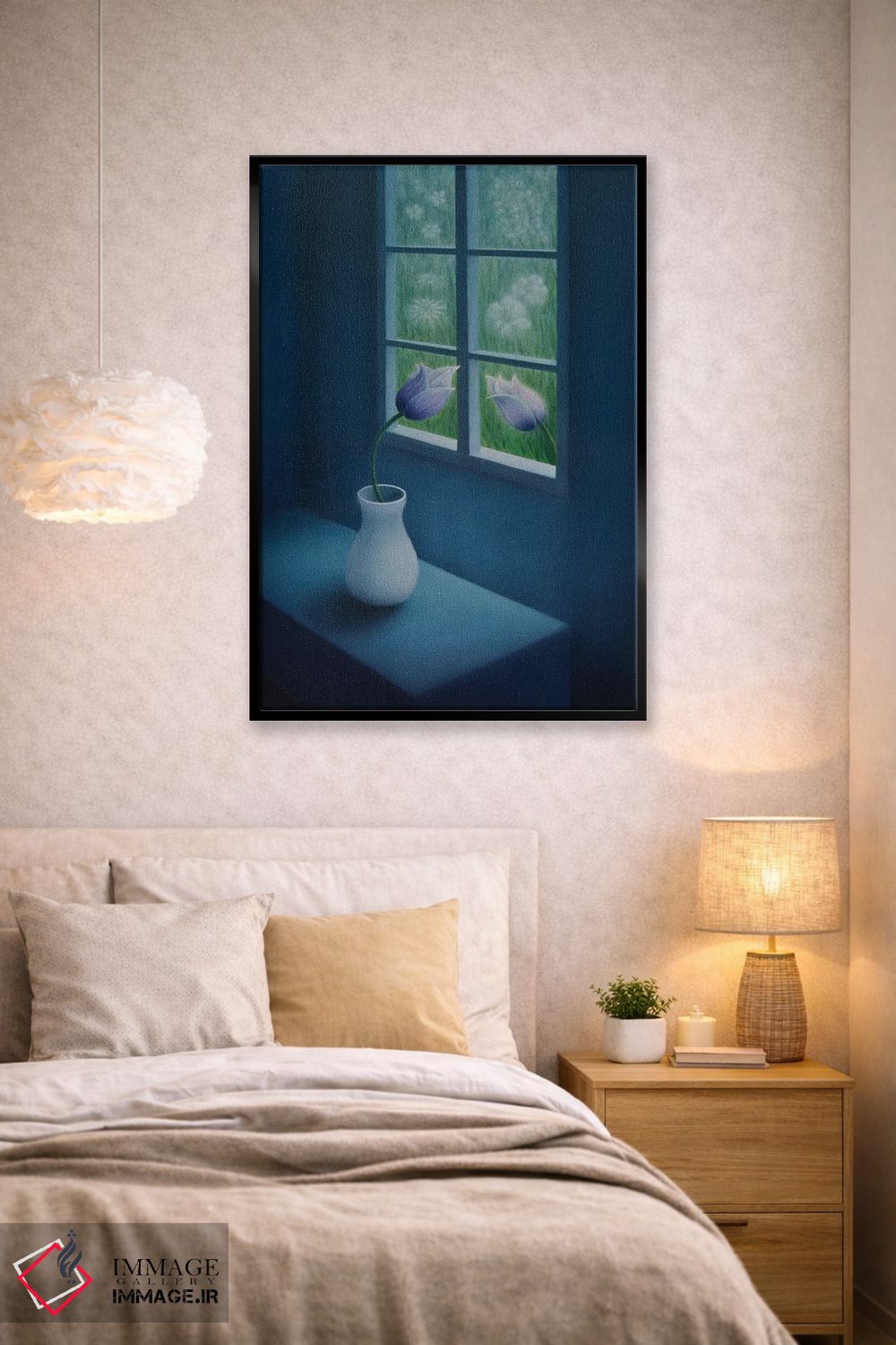 تابلو دکوراتیو "گل ها کنار پنجره" اثر مارلن ژانس - D2B