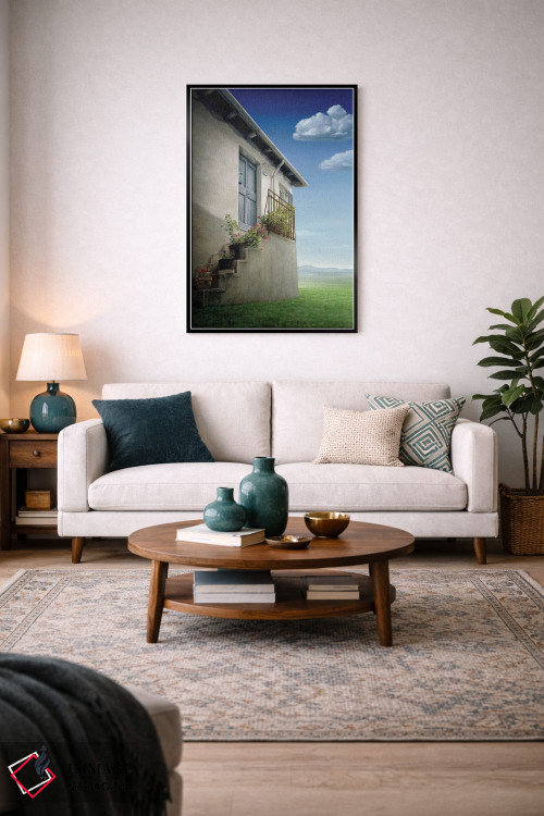 تابلو دکوراتیو "خانه روی تپه" اثر مارلن ژانس - D5B