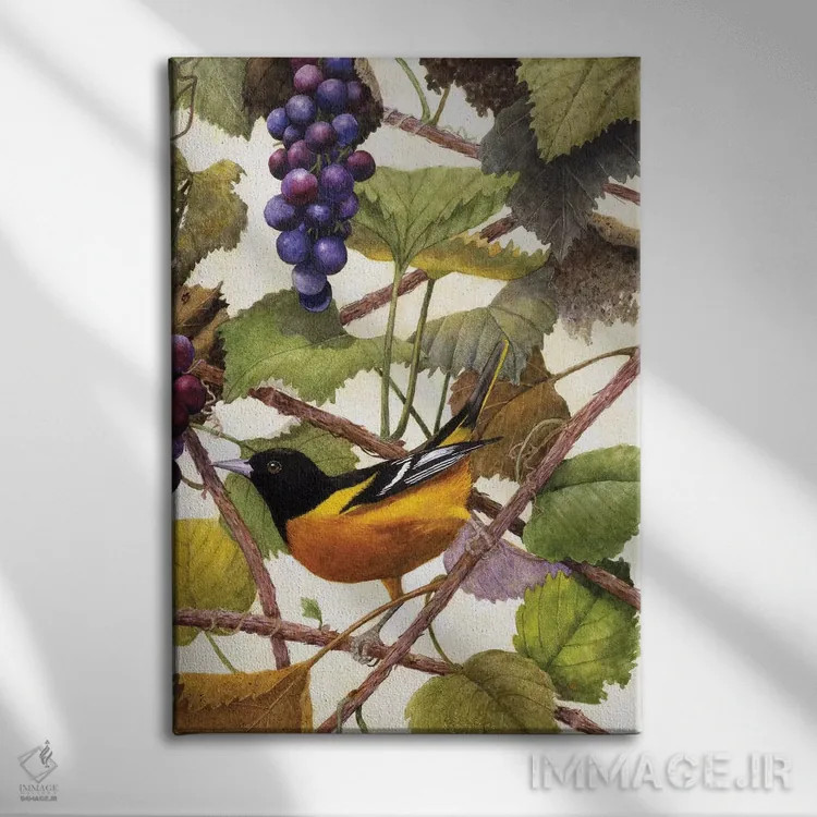 تابلو دکوراتیو "درخشش طلایی ۲" اثر مارسیا مچم - نمای روبهرو روی دیوار