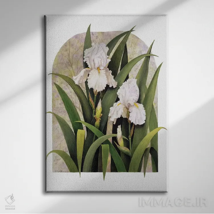 تابلو دکوراتیو "تصویر گل زنبق" اثر مارسیا مچم - نمای روبهرو روی دیوار