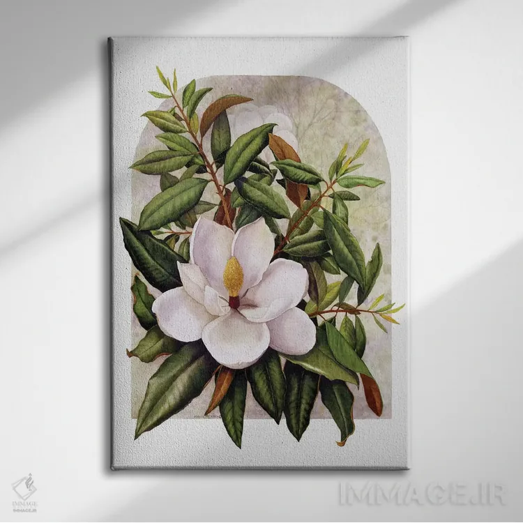 تابلو دکوراتیو "تصویر مگنولیا" اثر مارسیا مچم - نمای روبهرو روی دیوار
