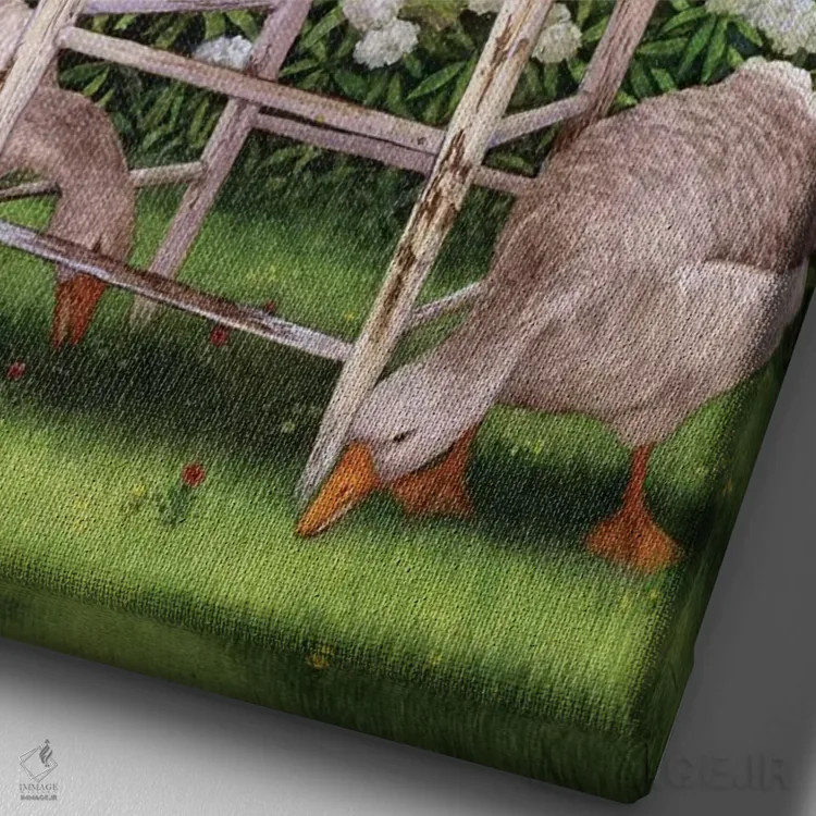 تابلو دکوراتیو "گشت صبحگاهی ۲" اثر مارسیا مچم - نمای نزدیک بافت بوم