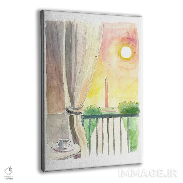 تابلو دکوراتیو "نمای شگفت انگیز بنای واشنگتن از بالکن" اثر مارکوس و مارتینا بلیشنر - نمای پرسپکتیو محصول