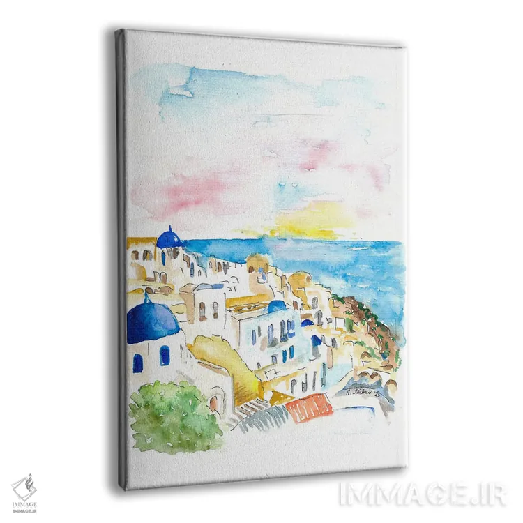 تابلو دکوراتیو "اویا سانتورینی، گنبدهای آبی و دریا" اثر مارکوس و مارتینا بلیشنر - نمای پرسپکتیو محصول
