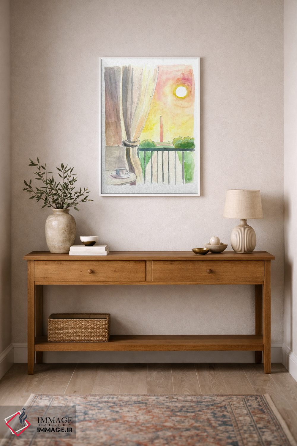 تابلو دکوراتیو "نمای شگفت انگیز بنای واشنگتن از بالکن" اثر مارکوس و مارتینا بلیشنر - D2W