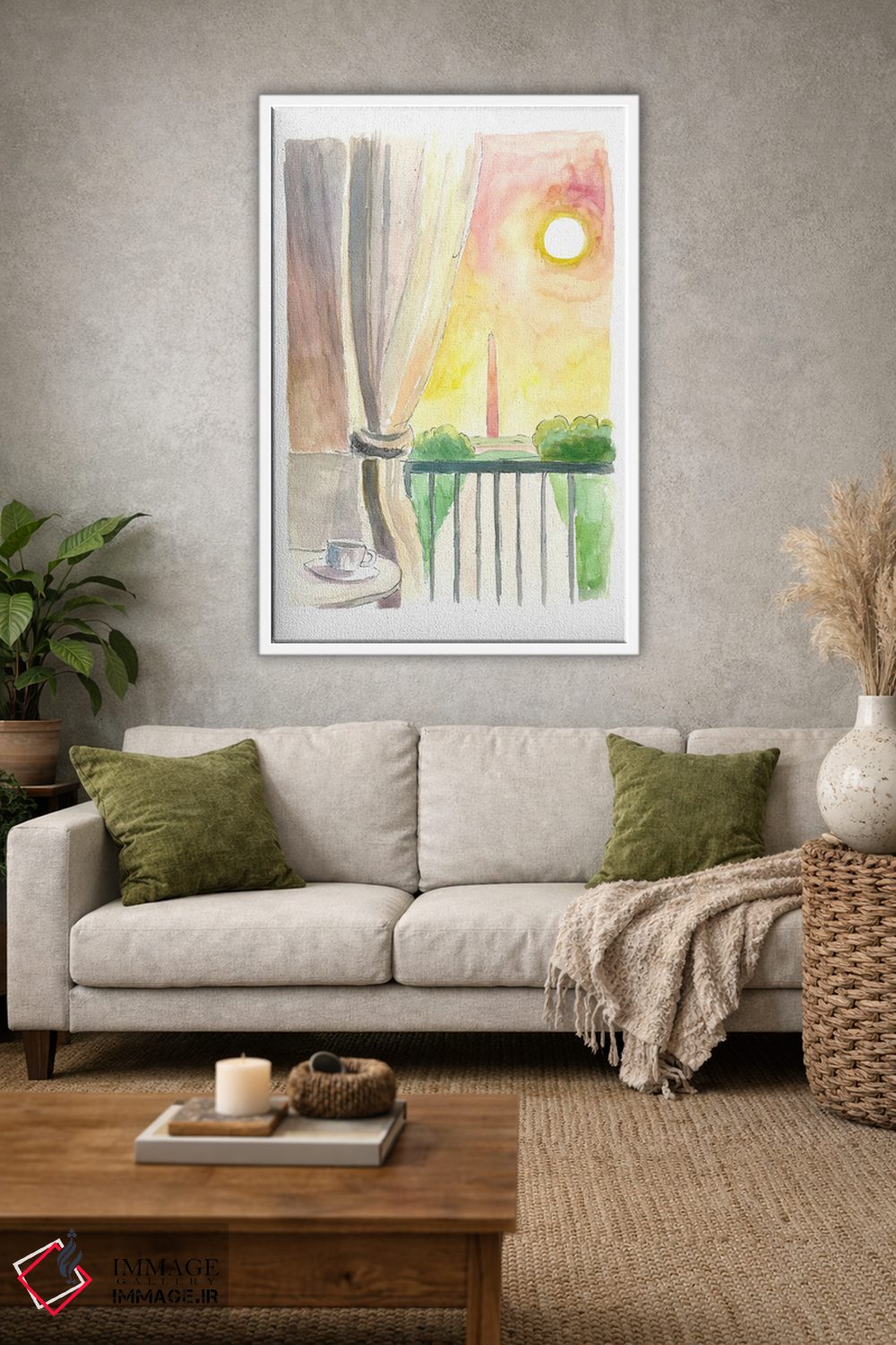 تابلو دکوراتیو "نمای شگفت انگیز بنای واشنگتن از بالکن" اثر مارکوس و مارتینا بلیشنر - D1W