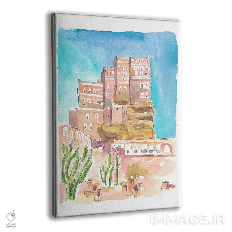 تابلو دکوراتیو دارالحجر کاخ تاریخی سنگی نزدیک صنعا یمن اثر مارکوس و مارتینا بلیشنر - نمای پرسپکتیو محصول
