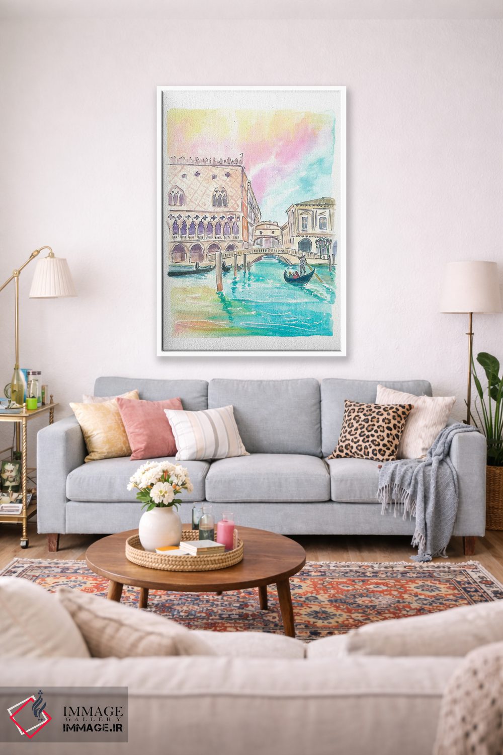 تابلو دکوراتیو نمای پل معروف آه ها در ونیز از سطح آب اثر مارکوس و مارتینا بلیشنر - D1W