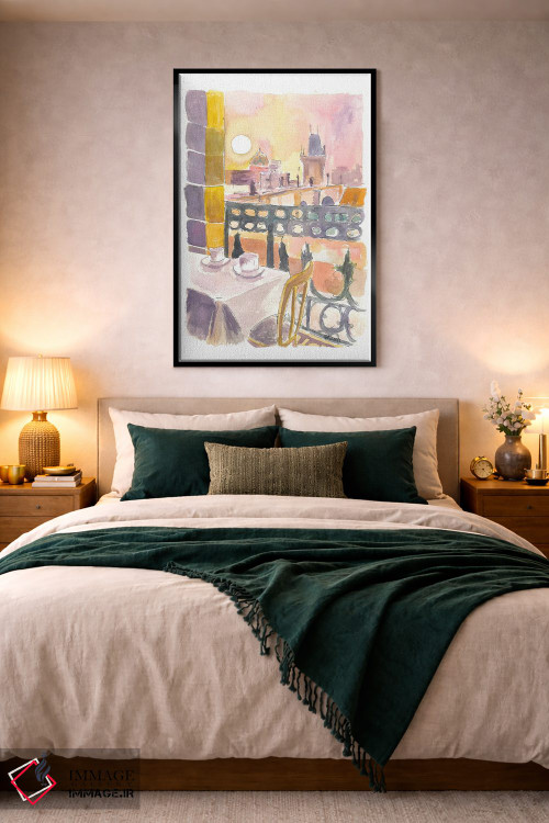 تابلو دکوراتیو "میز کافه در پراگ جمهوری چک با نمای پل کارلوف" اثر مارکوس و مارتینا بلیشنر - D3B