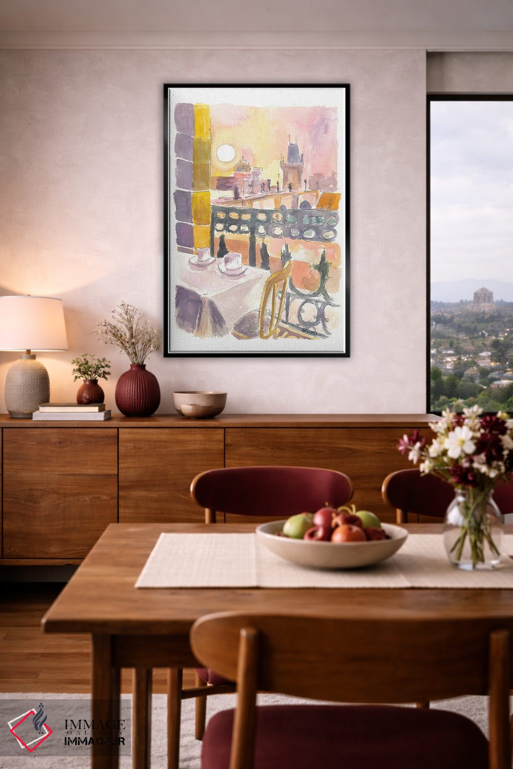 تابلو دکوراتیو "میز کافه در پراگ جمهوری چک با نمای پل کارلوف" اثر مارکوس و مارتینا بلیشنر - D4B