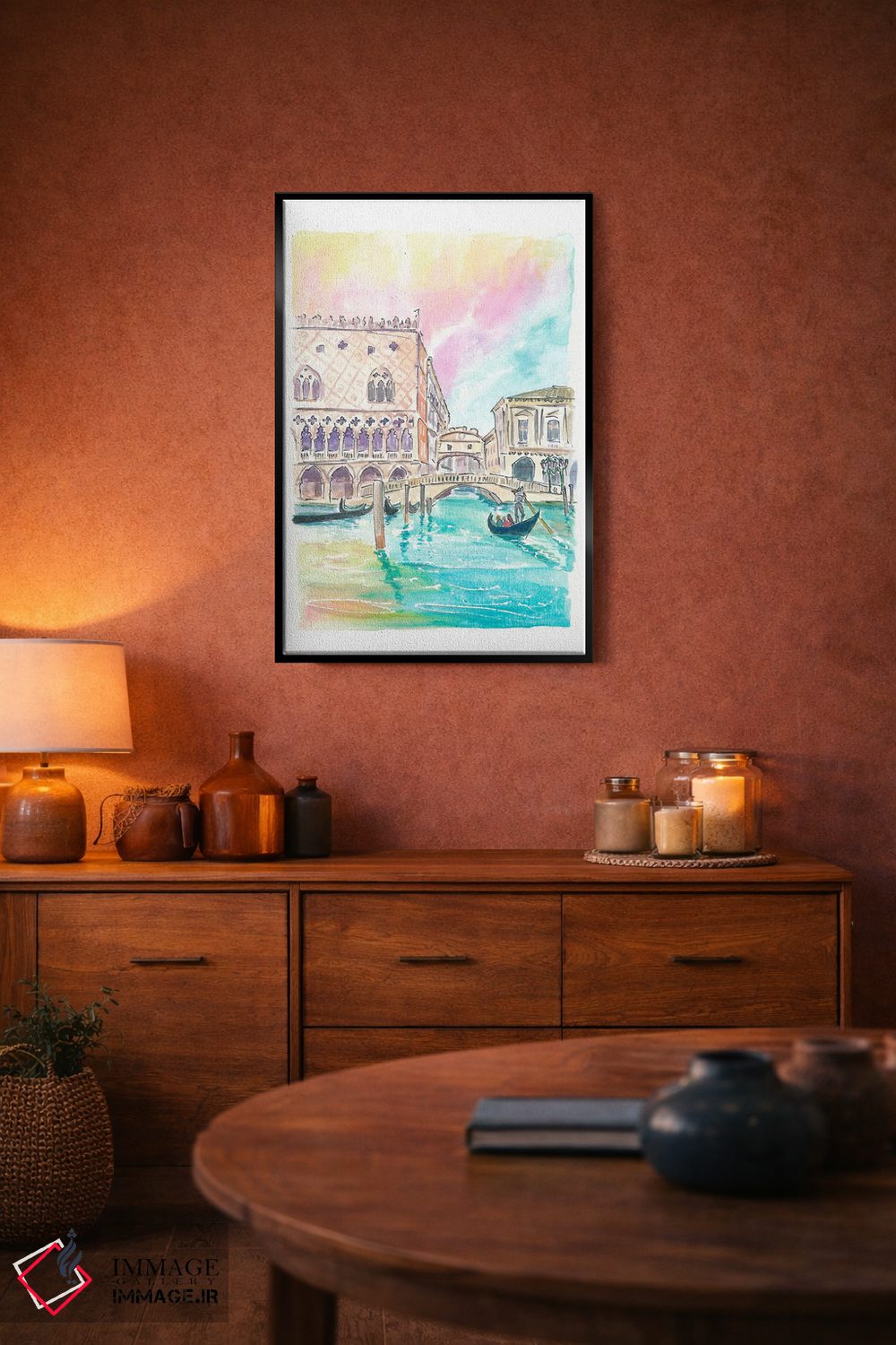 تابلو دکوراتیو نمای پل معروف آه ها در ونیز از سطح آب اثر مارکوس و مارتینا بلیشنر - D5B