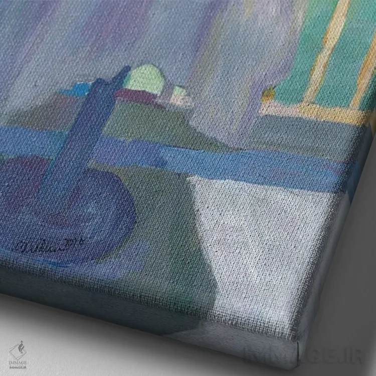 تابلو دکوراتیو پوستر رترو رویای کارائیب اثر مارکوس و مارتینا بلیشنر - نمای نزدیک بافت بوم