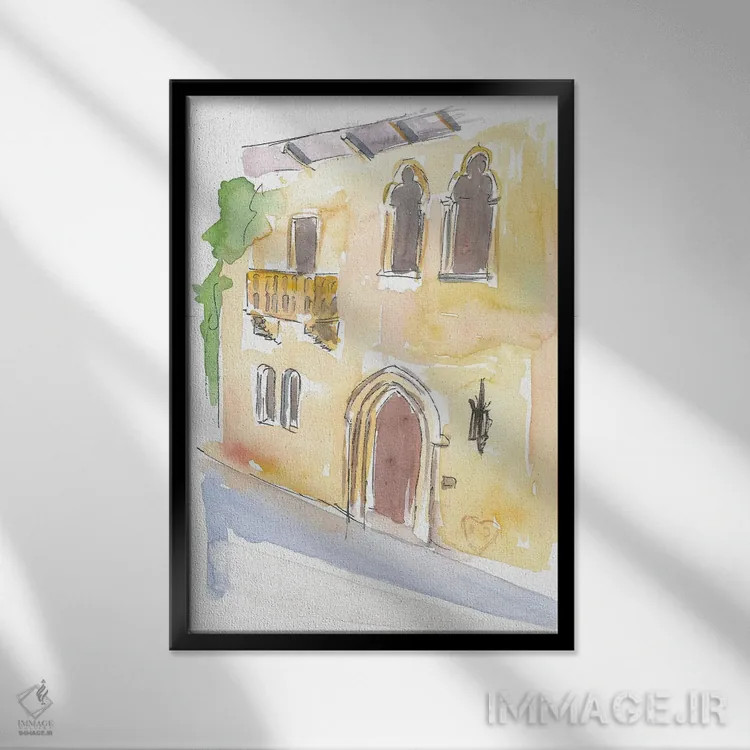 تابلو دکوراتیو بالکن ژولیت در ورونا، نماد عشق اثر مارکوس و مارتینا بلیشنر - نمای قابدار مشکی