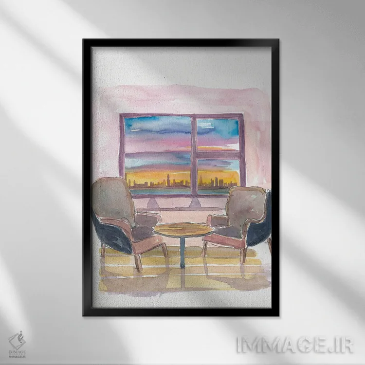 تابلو دکوراتیو پنجره پانوراما دنج به شیکاگو، ایلینوی اثر مارکوس و مارتینا بلیشنر - نمای قابدار مشکی