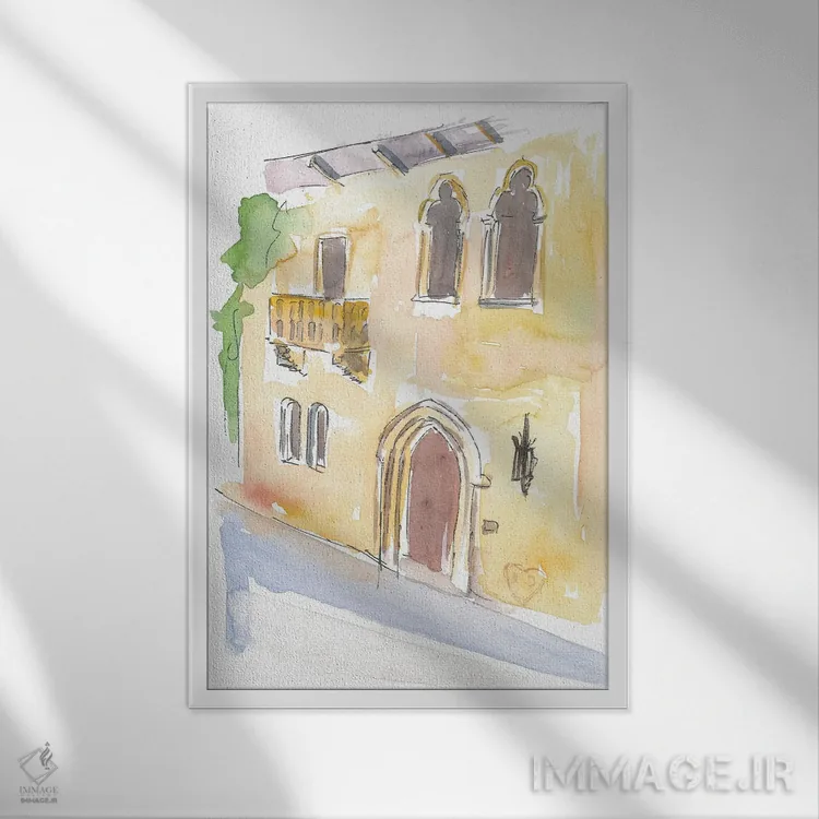 تابلو دکوراتیو بالکن ژولیت در ورونا، نماد عشق اثر مارکوس و مارتینا بلیشنر - نمای قابدار سفید