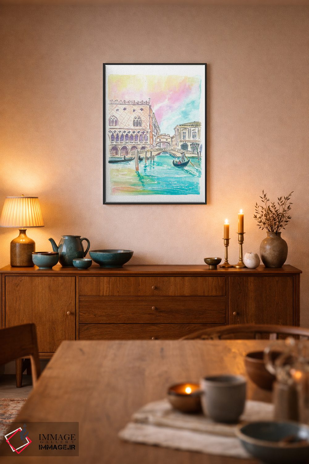 تابلو دکوراتیو نمای پل معروف آه ها در ونیز از سطح آب اثر مارکوس و مارتینا بلیشنر - D6B
