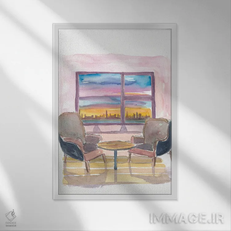 تابلو دکوراتیو پنجره پانوراما دنج به شیکاگو، ایلینوی اثر مارکوس و مارتینا بلیشنر - نمای قابدار سفید