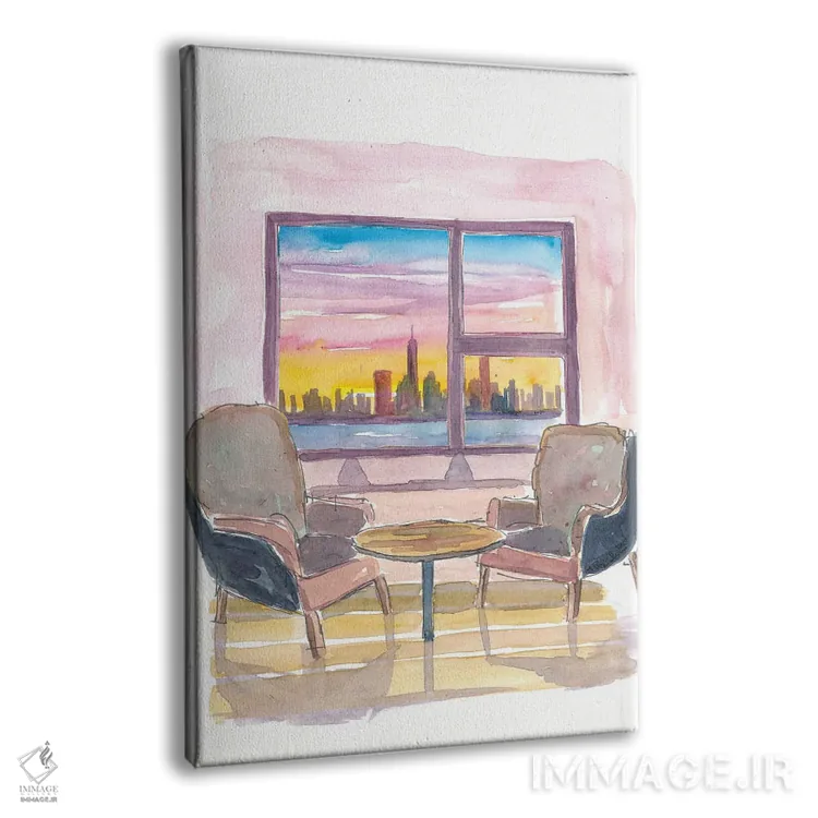 تابلو دکوراتیو پنجره پانوراما دنج به مرکز شهر نیویورک اثر مارکوس و مارتینا بلیشنر - نمای پرسپکتیو محصول