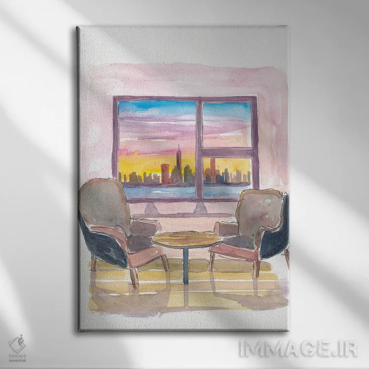 تابلو دکوراتیو پنجره پانوراما دنج به مرکز شهر نیویورک اثر مارکوس و مارتینا بلیشنر - نمای روبهرو روی دیوار