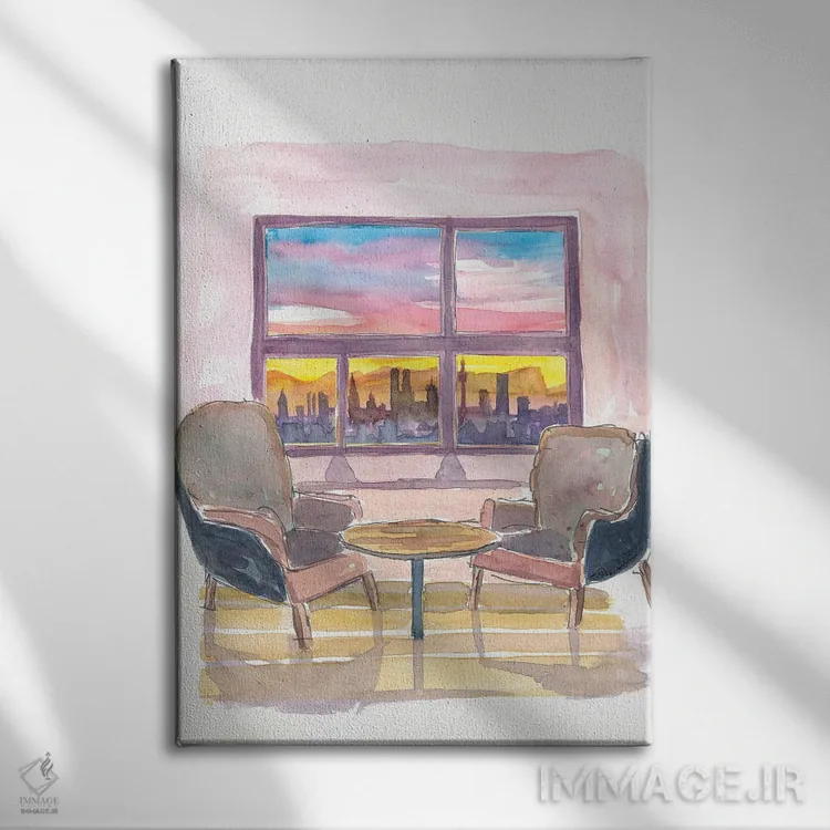 تابلو دکوراتیو پنجره پانوراما دنج به آسمان خراش های مونیخ، باو… اثر مارکوس و مارتینا بلیشنر - نمای روبهرو روی دیوار