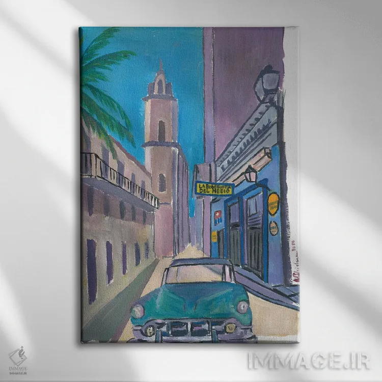 تابلو دکوراتیو نمای خیابان لا بودنکیتا دل مدیو در هاوانا کوبا اثر مارکوس و مارتینا بلیشنر - نمای روبهرو روی دیوار