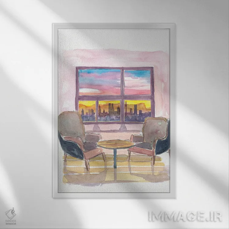 تابلو دکوراتیو پنجره پانوراما دنج به آسمان خراش های مونیخ، باو… اثر مارکوس و مارتینا بلیشنر - نمای قابدار سفید