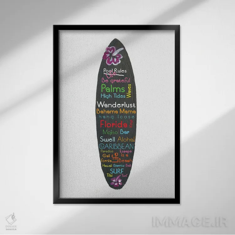 تابلو دکوراتیو فلسفه تخته موج سواری اثر مارکوس و مارتینا بلیشنر - نمای قابدار مشکی