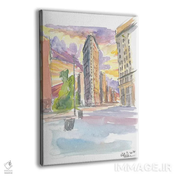 تابلو دکوراتیو غروب تماشایی فلت آیرون در نیویورک اثر مارکوس و مارتینا بلیشنر - نمای پرسپکتیو محصول