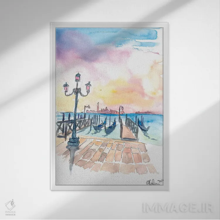 تابلو دکوراتیو نمای مشهور سن جورجیو ماجوره در ونیز همراه با گو… اثر مارکوس و مارتینا بلیشنر - نمای قابدار سفید