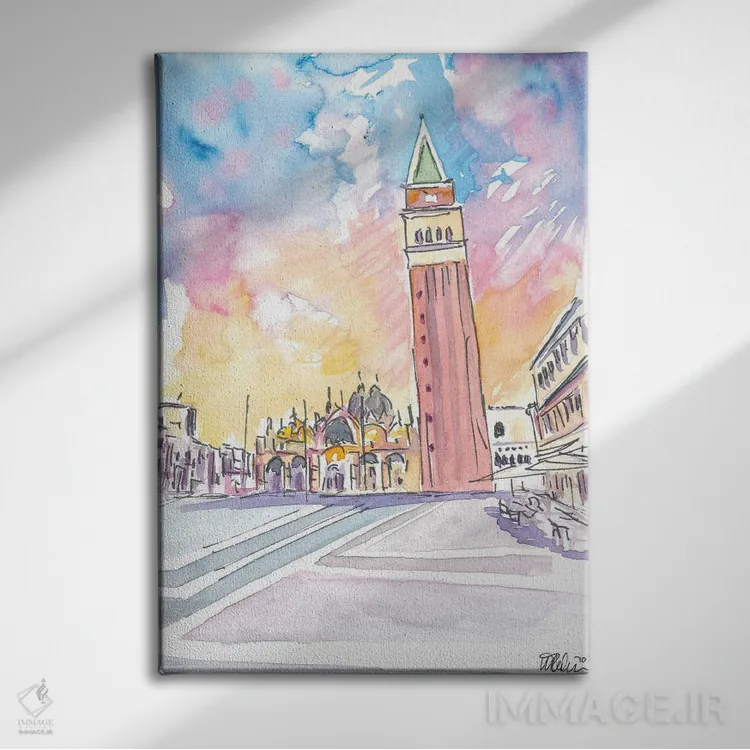 تابلو دکوراتیو بعدازظهر آرام در میدان سن مارک ونیز اثر مارکوس و مارتینا بلیشنر - نمای روبهرو روی دیوار