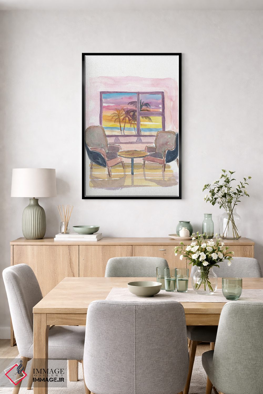 تابلو دکوراتیو پنجره پانوراما دنج به غروب و ساحل اثر مارکوس و مارتینا بلیشنر - D6B