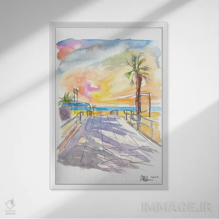 تابلو دکوراتیو حال وهوای تابستانی در ساحل آدریاتیک ایتالیا اثر مارکوس و مارتینا بلیشنر - نمای قابدار سفید