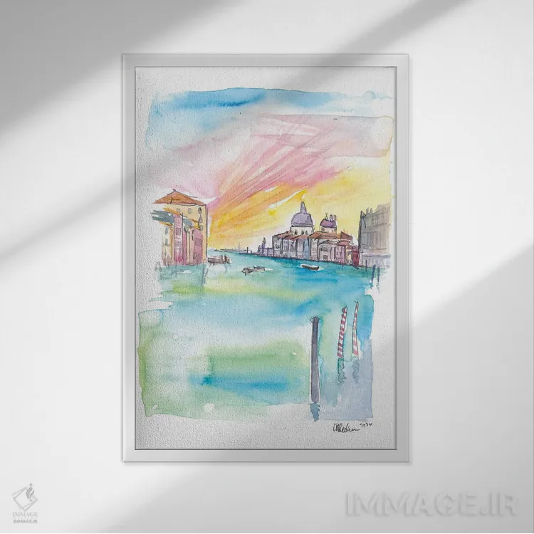 تابلو دکوراتیو نمای پل دل آکادمیا از سانتا ماریا دلا سالوت در… اثر مارکوس و مارتینا بلیشنر - نمای قابدار سفید