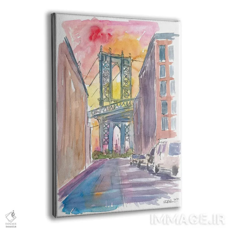 تابلو دکوراتیو چشم اندازی ویژه به پل منهتن نیویورک در غروب اثر مارکوس و مارتینا بلیشنر - نمای پرسپکتیو محصول