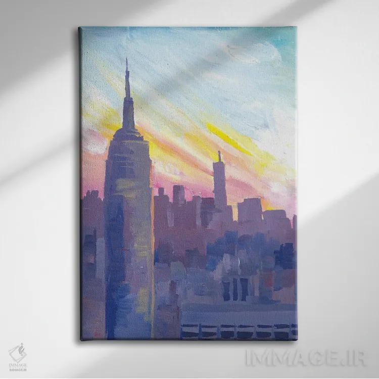 تابلو دکوراتیو ساختمان امپایر استیت در غروب همراه با چشم انداز… اثر مارکوس و مارتینا بلیشنر - نمای روبهرو روی دیوار