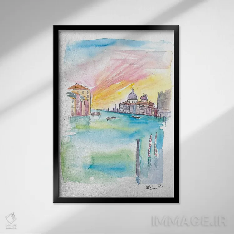 تابلو دکوراتیو نمای پل دل آکادمیا از سانتا ماریا دلا سالوت در… اثر مارکوس و مارتینا بلیشنر - نمای قابدار مشکی