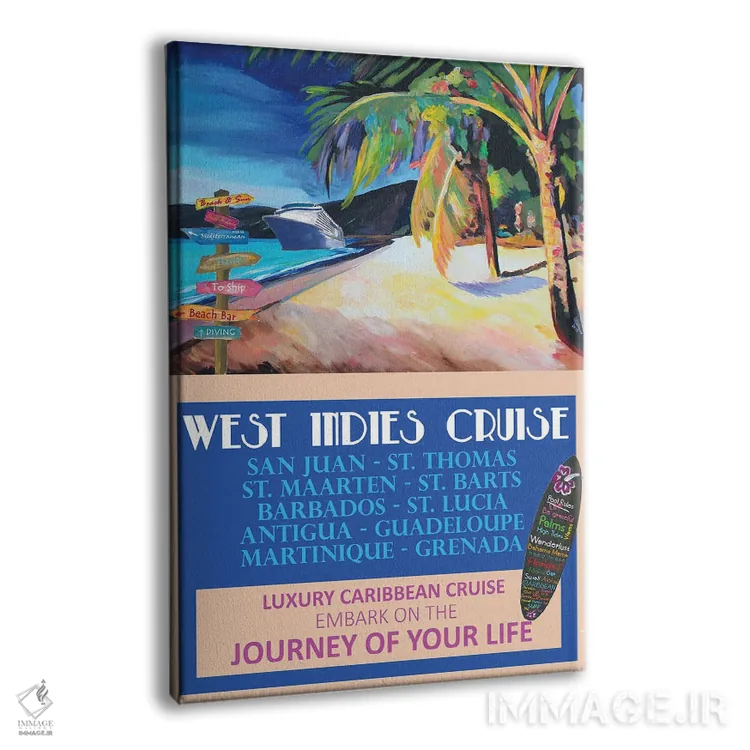 تابلو دکوراتیو پوستر سفر دریایی وسته ایندیز به سبک رترو اثر مارکوس و مارتینا بلیشنر - نمای پرسپکتیو محصول